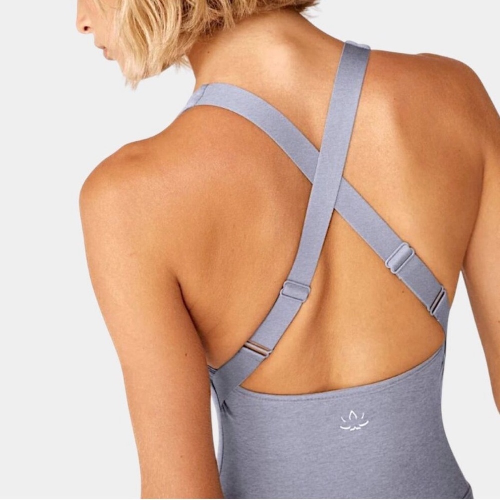 NEW Beyond Yoga Spacedye Get Up And Go Pocket Biker Jumpsuit Sz XL Grey - Picture 12 of 12